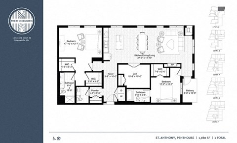 Floor plan for 2 beds, 2.5 baths, 1781 sqft